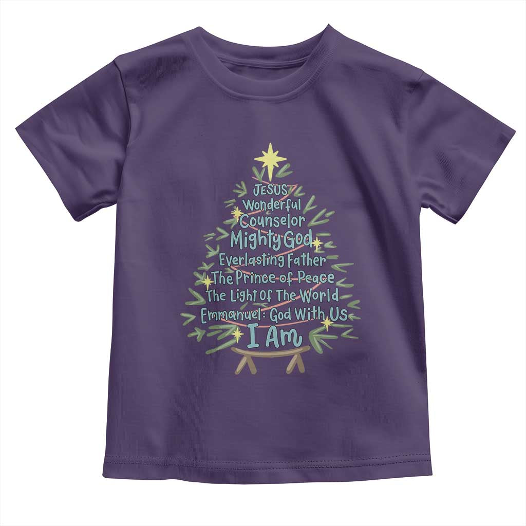 Jesus Names Christmas Tree Toddler T Shirt Christian Bible Verse Xmas TS10 Purple Print Your Wear