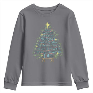 Jesus Names Christmas Tree Youth Sweatshirt Christian Bible Verse Xmas TS10 Charcoal Print Your Wear