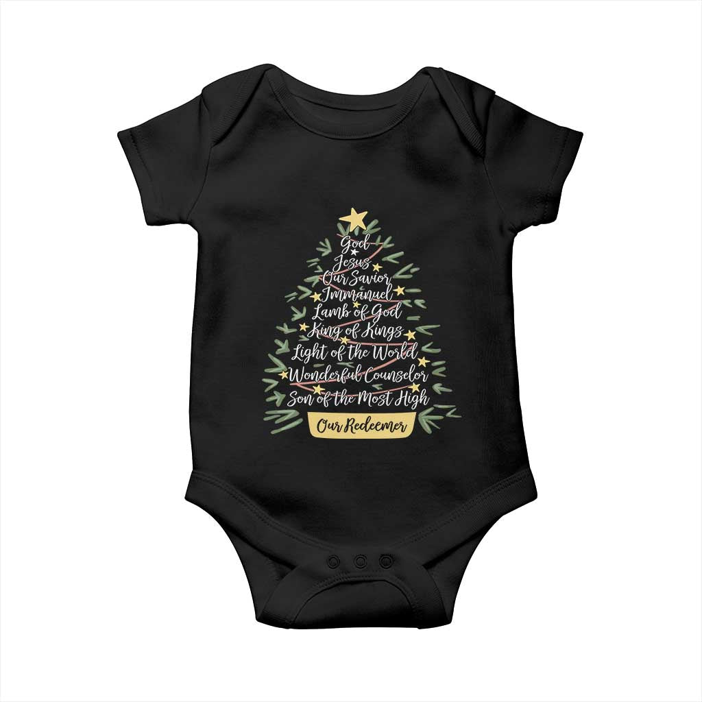 Christmas Christian Baby Onesie Jesus Names Tree Religious Faith TS10 Black Print Your Wear
