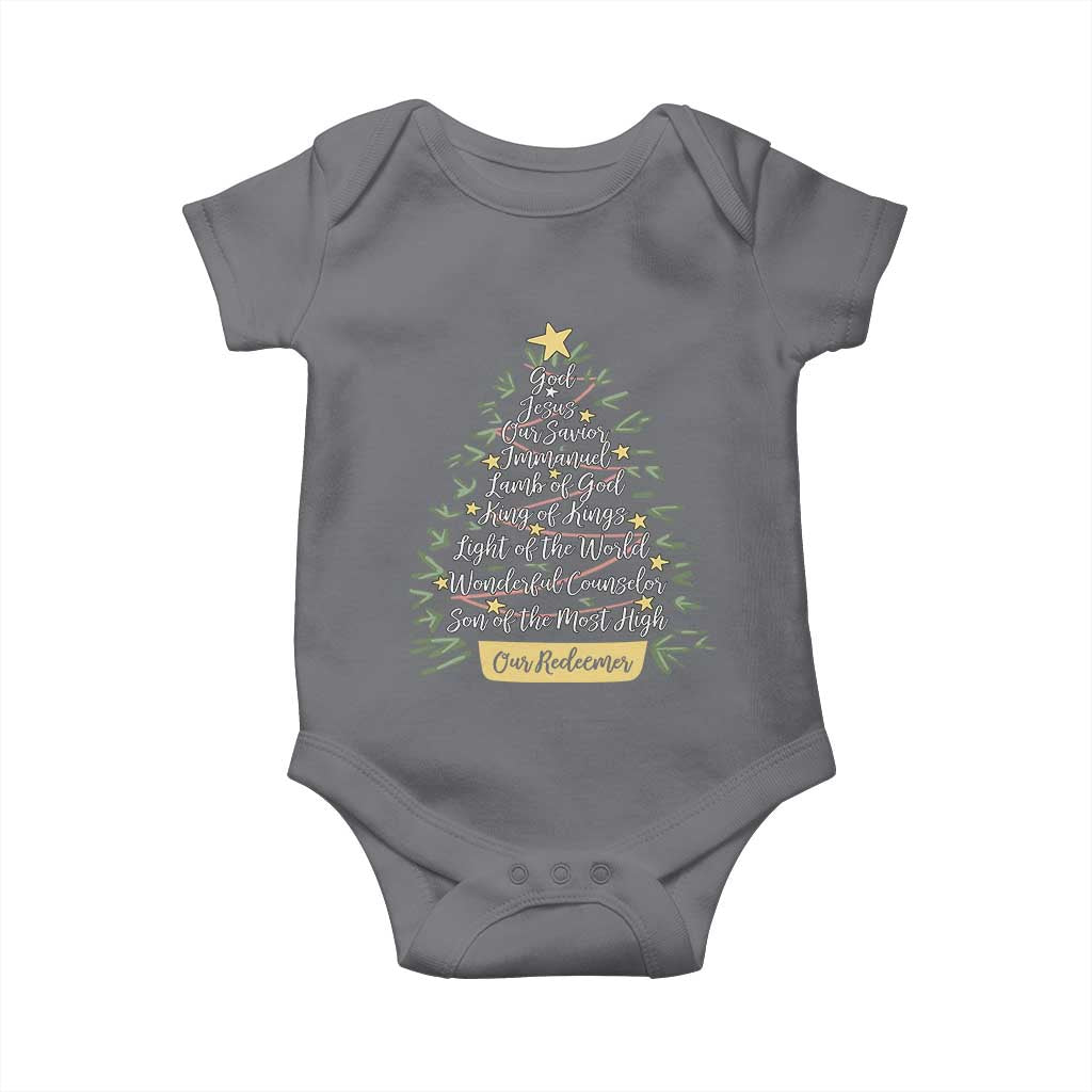 Christmas Christian Baby Onesie Jesus Names Tree Religious Faith TS10 Charcoal Print Your Wear