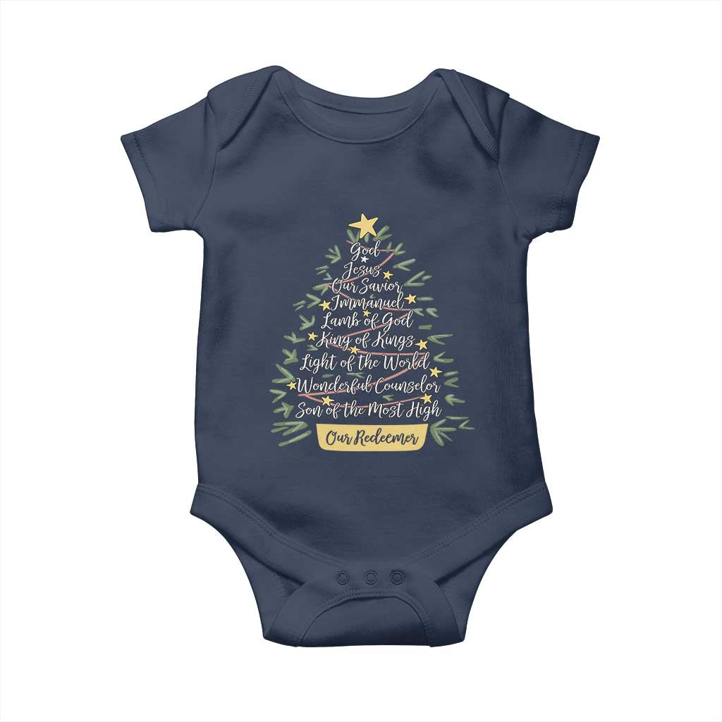 Christmas Christian Baby Onesie Jesus Names Tree Religious Faith TS10 Navy Print Your Wear