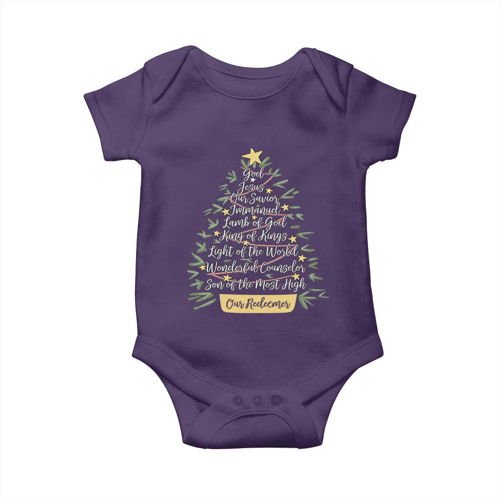 Christmas Christian Baby Onesie Jesus Names Tree Religious Faith TS10 Purple Print Your Wear