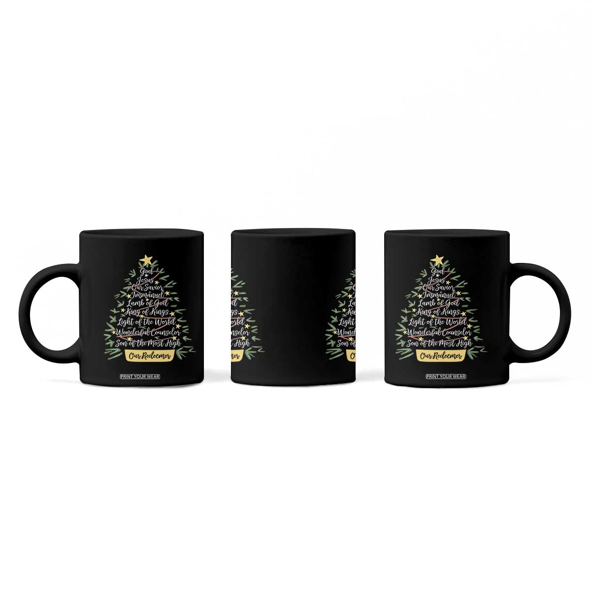 Christmas Christian Coffee Mug Jesus Names Tree Religious Faith TS10 Print Your Wear