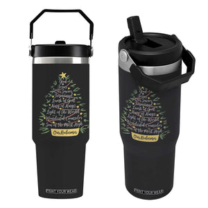 Christmas Christian Flip Straw Tumbler Jesus Names Tree Religious Faith TS10 One Size: 30 oz Black Print Your Wear