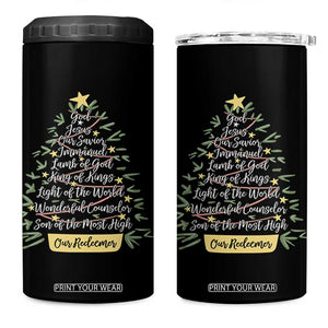 Christmas Christian 4 in 1 Can Cooler Tumbler Jesus Names Tree Religious Faith TS10 One Size: 16 oz Black Print Your Wear