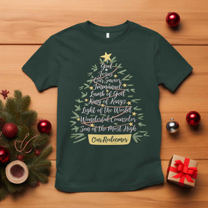 Christmas Christian T Shirt Jesus Names Tree Religious Faith TS10 Dark Forest Green Print Your Wear