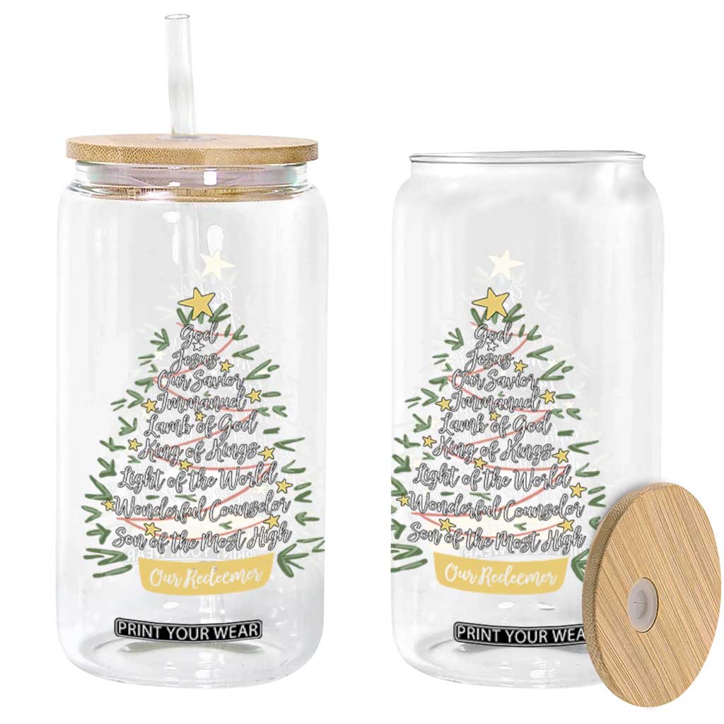 Christmas Christian Glass Can Jesus Names Tree Religious Faith TS10 Print Your Wear