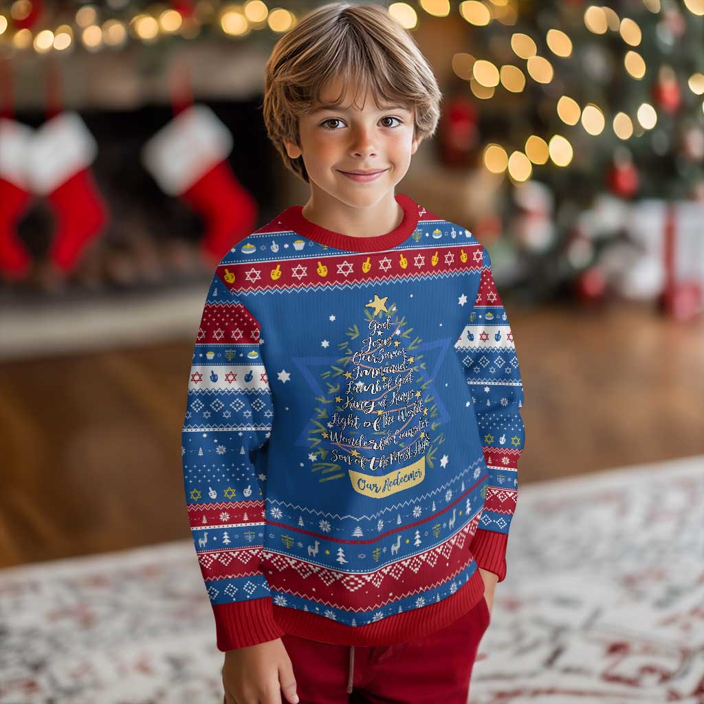 Christmas Christian Hanukkah Ugly Sweater Jesus Names Tree Religious Faith TS10 Blue Red Print Your Wear