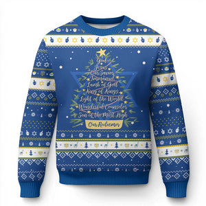 Christmas Christian Hanukkah Ugly Sweater Jesus Names Tree Religious Faith TS10 Blue White Print Your Wear