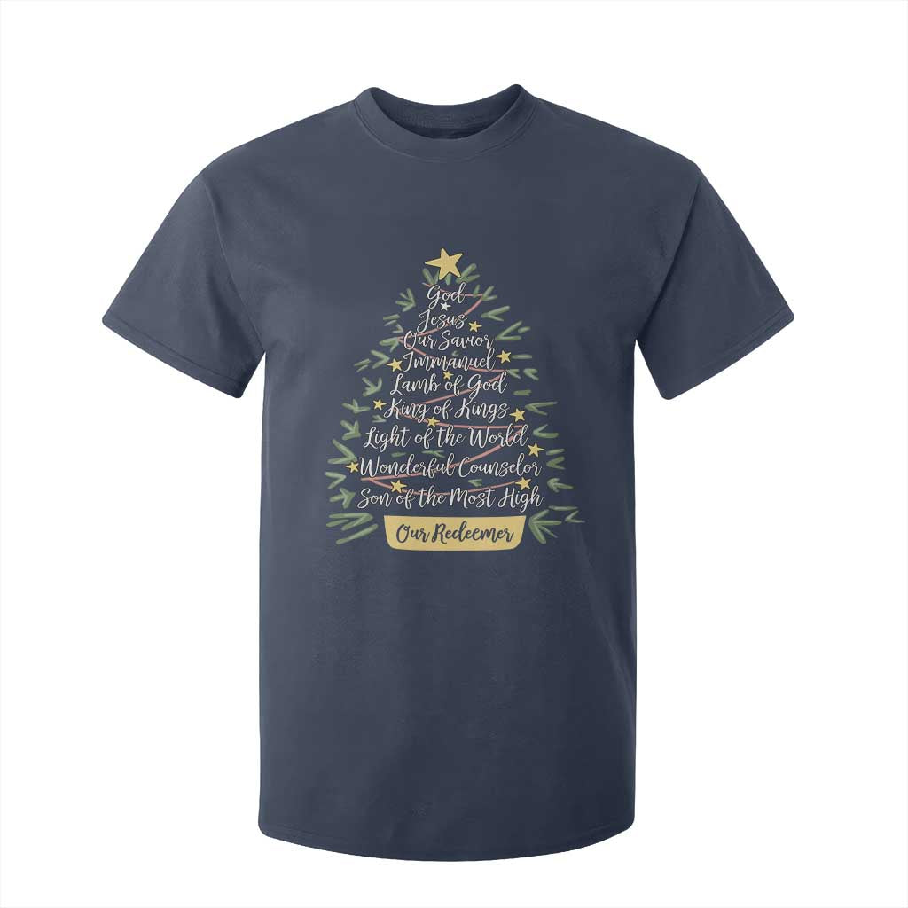 Christmas Christian T Shirt For Kid Jesus Names Tree Religious Faith TS10 Navy Print Your Wear