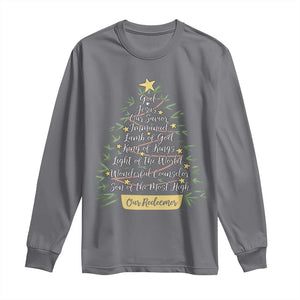 Christmas Christian Long Sleeve Shirt Jesus Names Tree Religious Faith TS10 Charcoal Print Your Wear