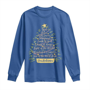 Christmas Christian Long Sleeve Shirt Jesus Names Tree Religious Faith TS10 Royal Blue Print Your Wear