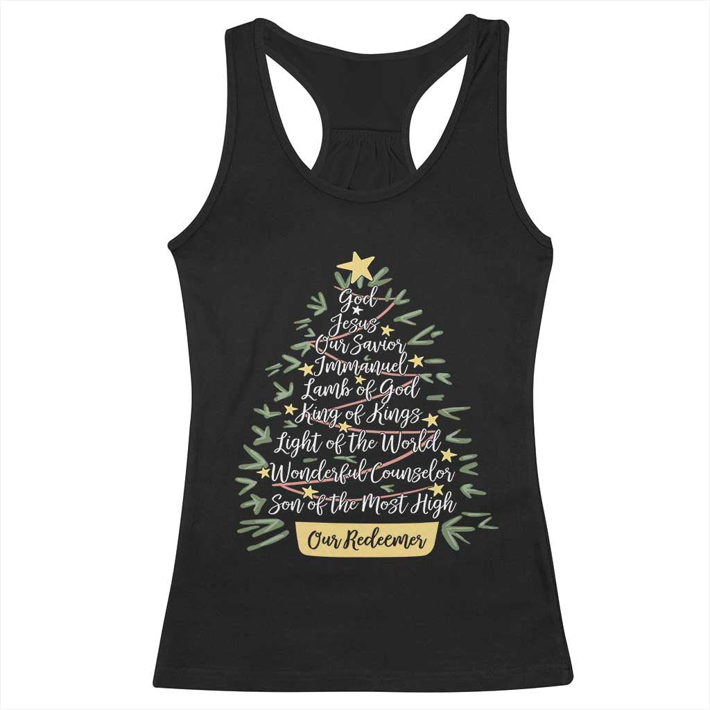 Christmas Christian Racerback Tank Top Jesus Names Tree Religious Faith TS10 Black Print Your Wear