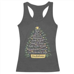 Christmas Christian Racerback Tank Top Jesus Names Tree Religious Faith TS10 Dark Heather Print Your Wear