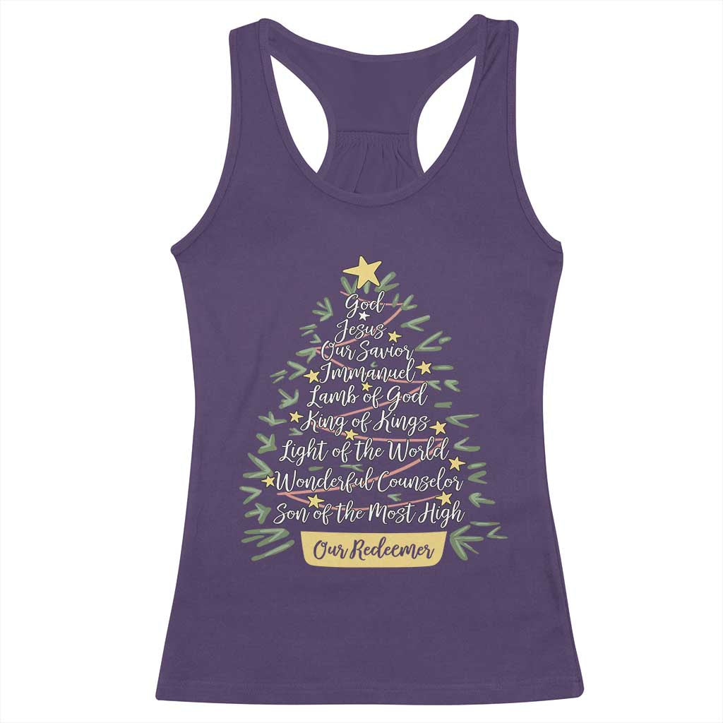 Christmas Christian Racerback Tank Top Jesus Names Tree Religious Faith TS10 Purple Print Your Wear