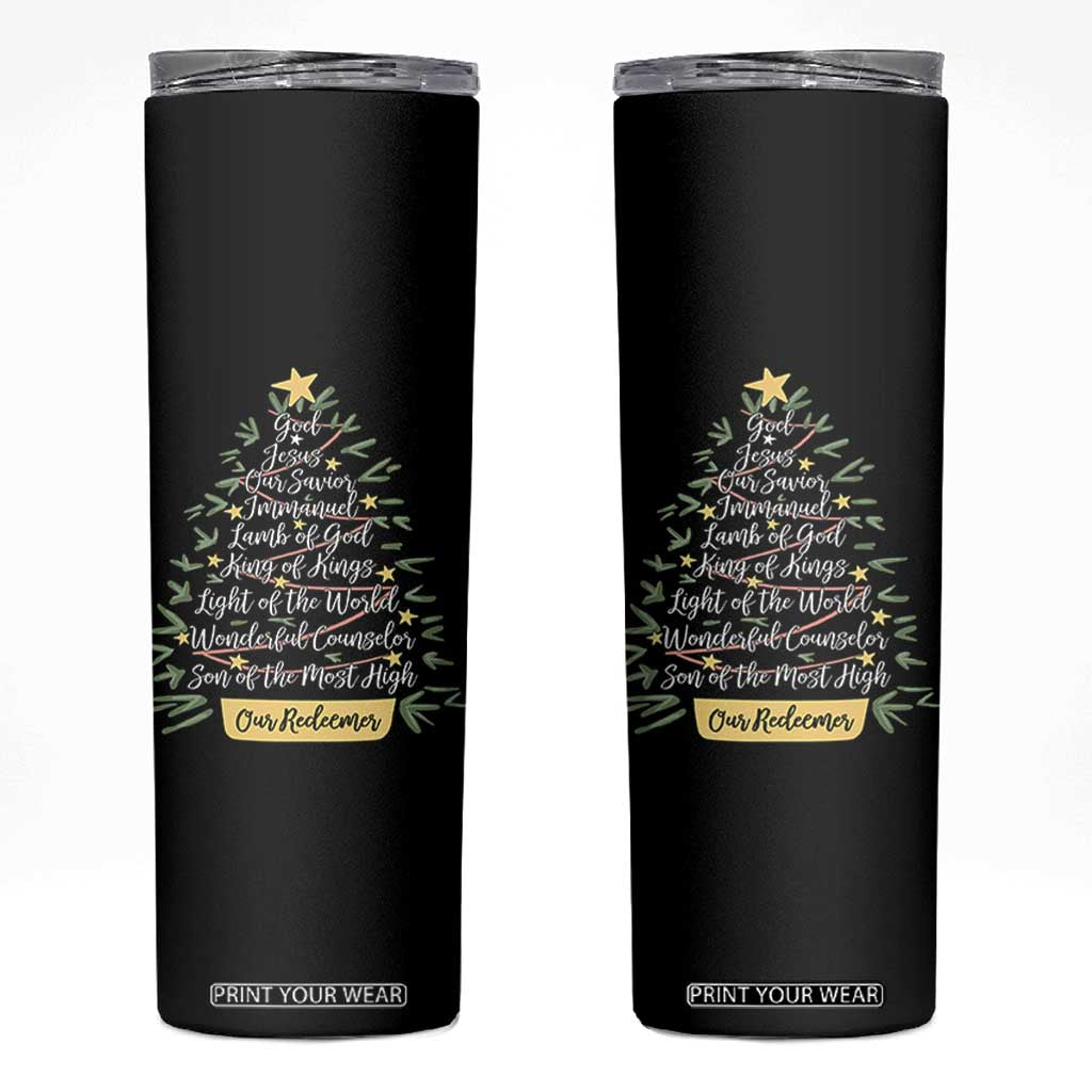 Christmas Christian Skinny Tumbler Jesus Names Tree Religious Faith TS10 Black Print Your Wear