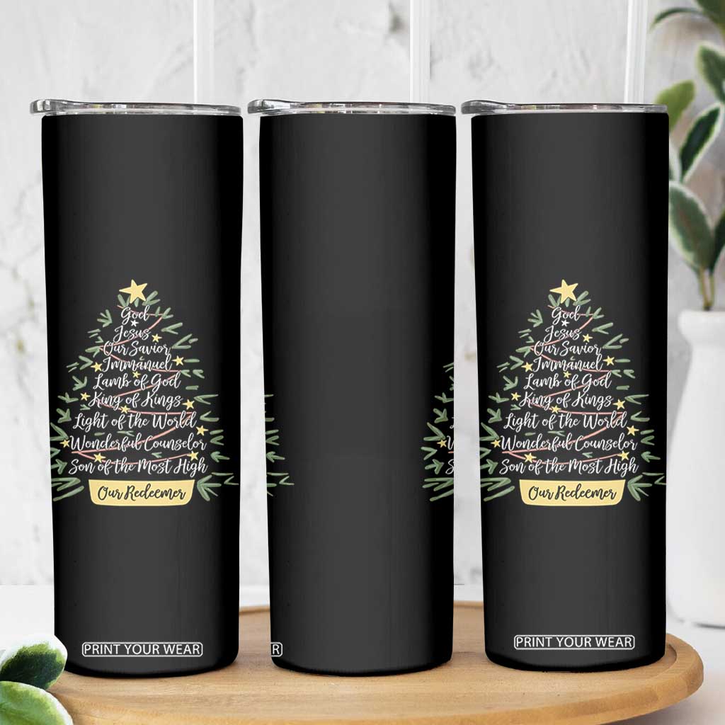 Christmas Christian Skinny Tumbler Jesus Names Tree Religious Faith TS10 Print Your Wear