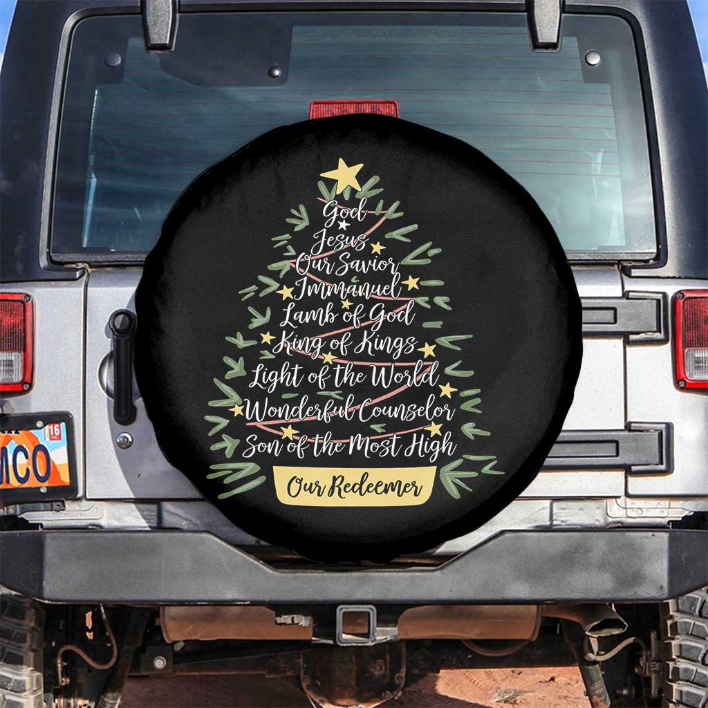 Christmas Christian Spare Tire Cover Jesus Names Tree Religious Faith TS10 No hole Black Print Your Wear