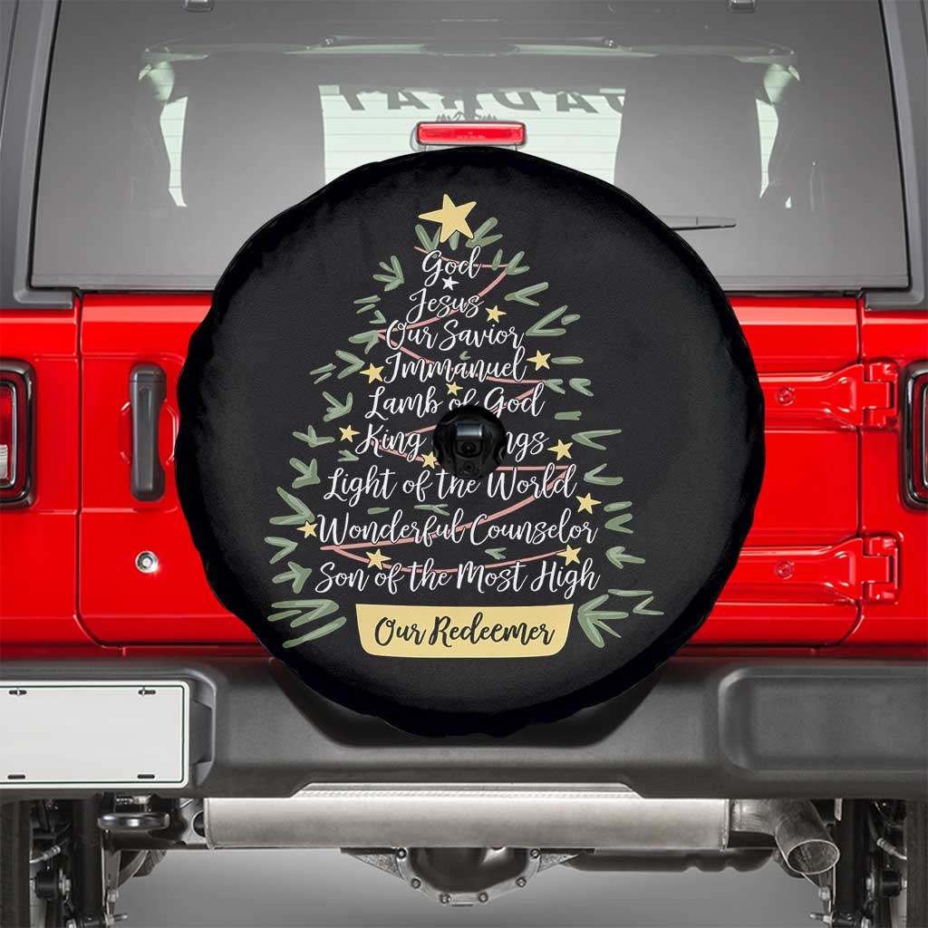 Christmas Christian Spare Tire Cover Jesus Names Tree Religious Faith TS10 Black Print Your Wear