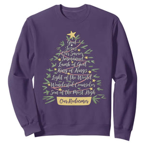Christmas Christian Sweatshirt Jesus Names Tree Religious Faith TS10 Purple Print Your Wear