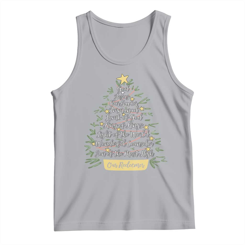 Christmas Christian Tank Top Jesus Names Tree Religious Faith TS10 Athletic Heather Print Your Wear
