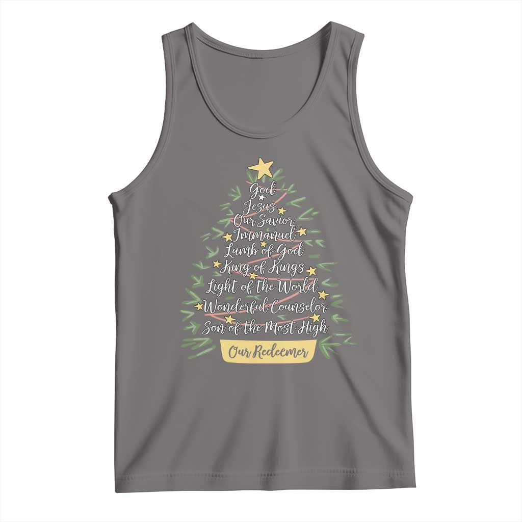 Christmas Christian Tank Top Jesus Names Tree Religious Faith TS10 Deep Heather Print Your Wear