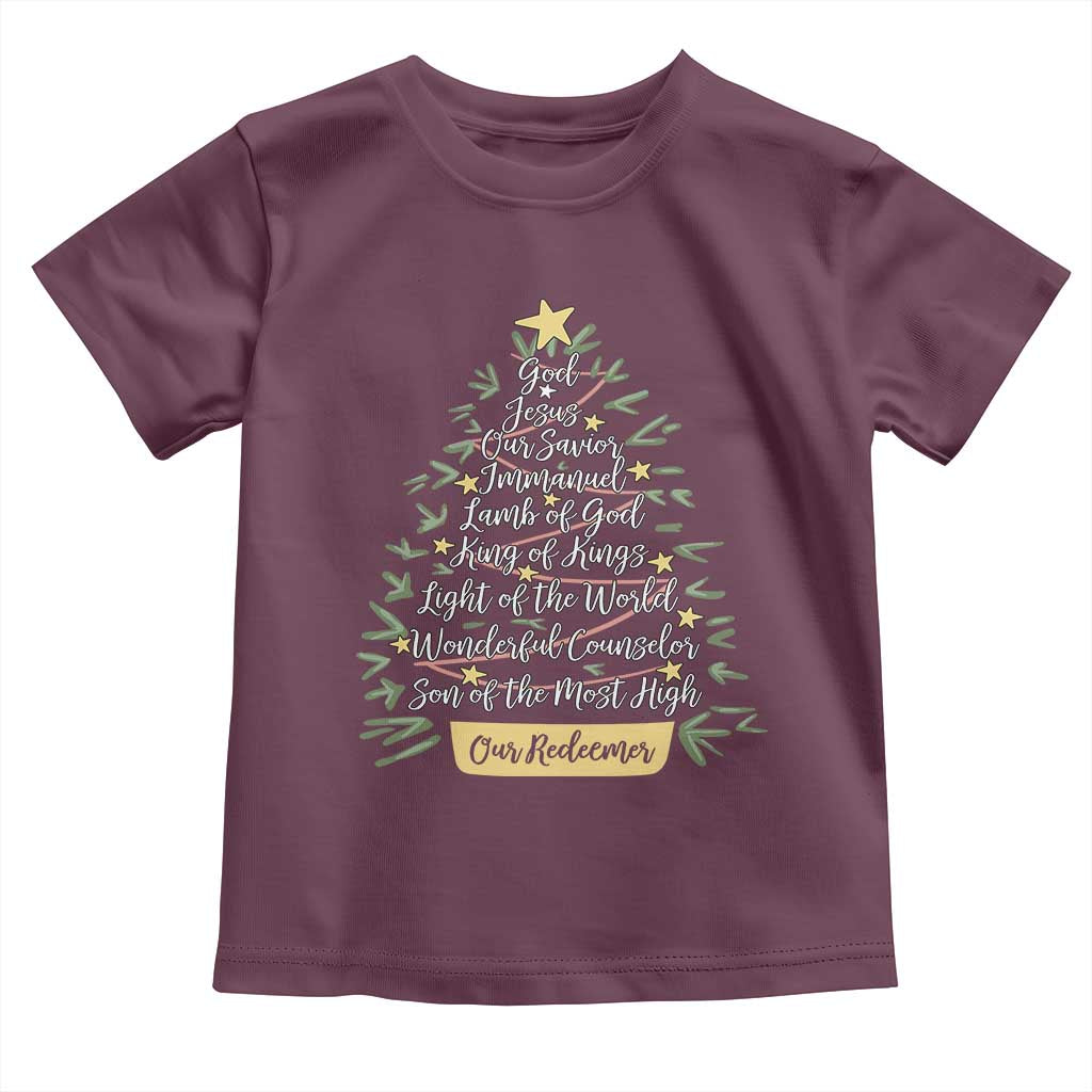 Christmas Christian Toddler T Shirt Jesus Names Tree Religious Faith TS10 Maroon Print Your Wear