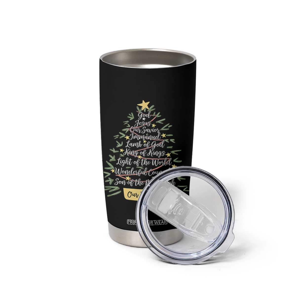 Christmas Christian Tumbler Cup Jesus Names Tree Religious Faith TS10 Print Your Wear