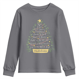 Christmas Christian Youth Sweatshirt Jesus Names Tree Religious Faith TS10 Charcoal Print Your Wear