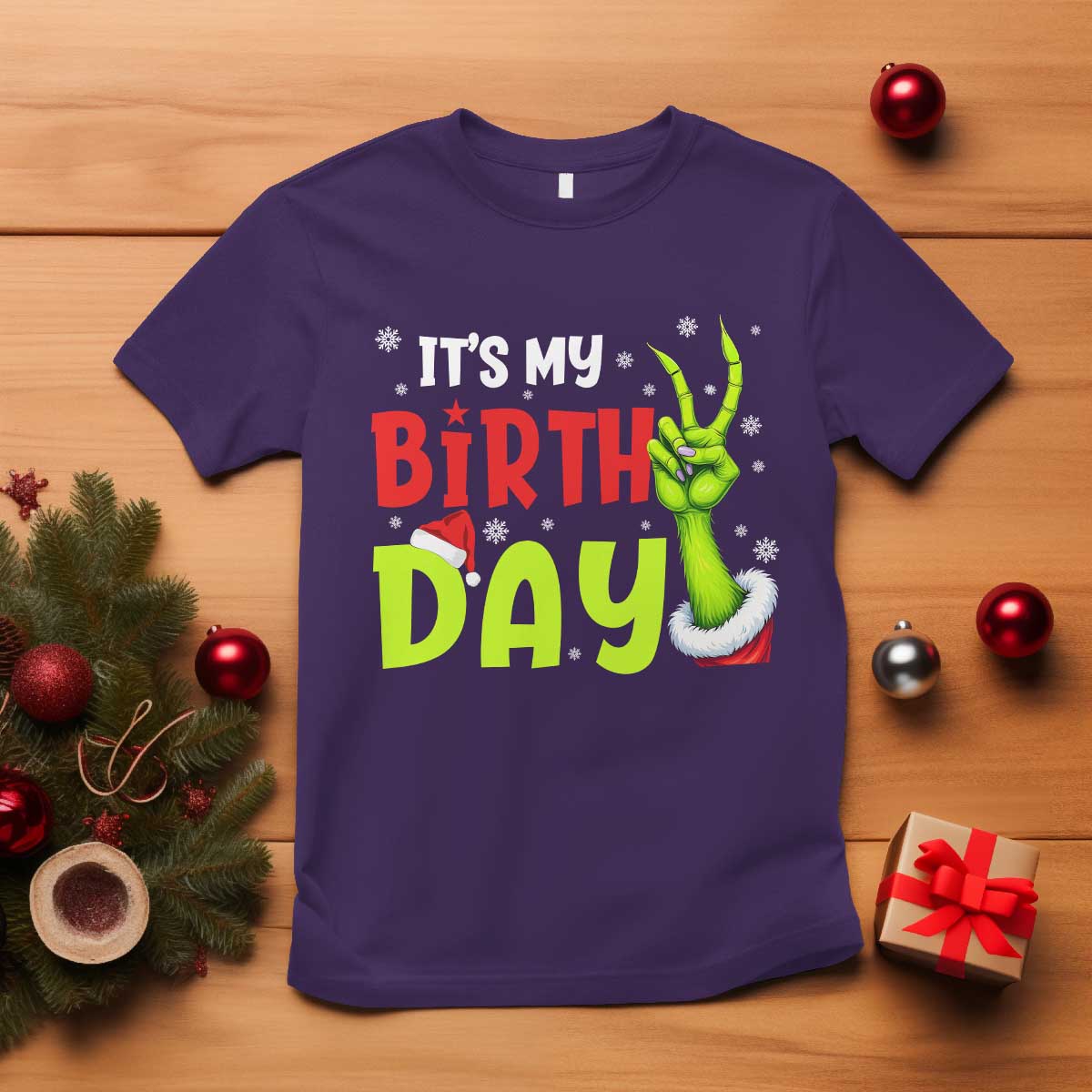 It's My Birthday Christmas T Shirt Funny Bday Xmas TS10 Purple Print Your Wear