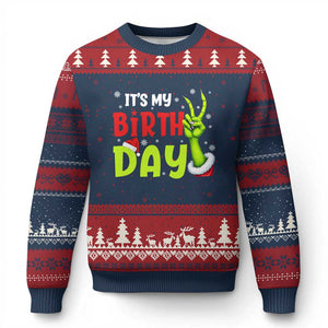 It's My Birthday Xmas Ugly Christmas Sweater Funny Bday Xmas TS10 Navy Red Print Your Wear