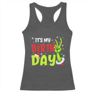 It's My Birthday Christmas Racerback Tank Top Funny Bday Xmas TS10 Dark Heather Print Your Wear