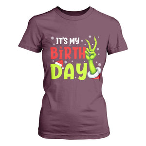 It's My Birthday Christmas T Shirt For Women Funny Bday Xmas TS10 Maroon Print Your Wear