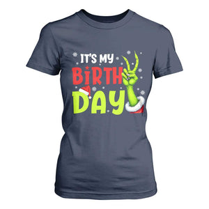 It's My Birthday Christmas T Shirt For Women Funny Bday Xmas TS10 Navy Print Your Wear