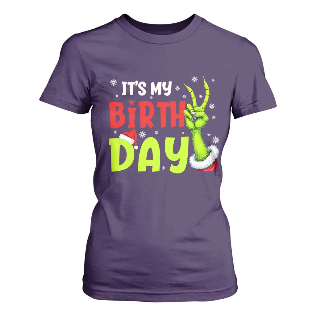 It's My Birthday Christmas T Shirt For Women Funny Bday Xmas TS10 Purple Print Your Wear