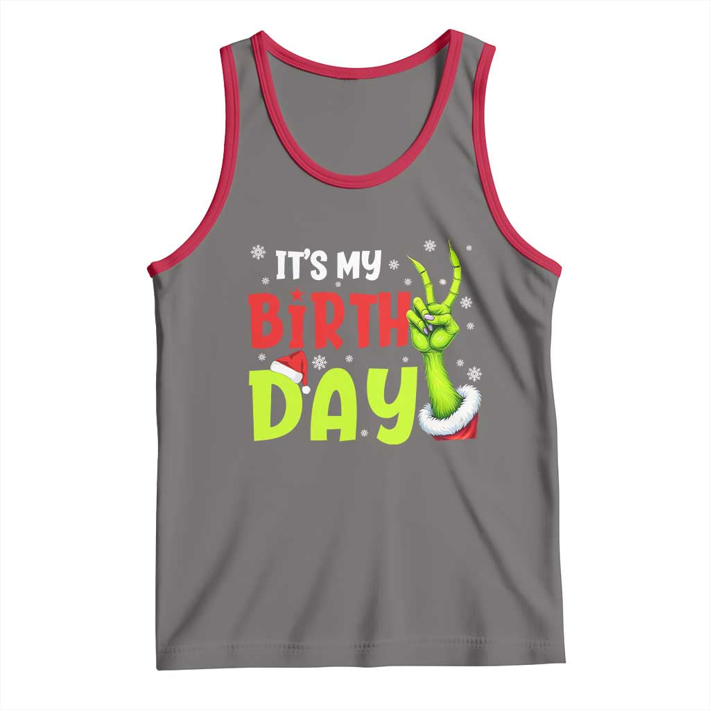 It's My Birthday Christmas Tank Top Funny Bday Xmas TS10 Deep Heather Red Print Your Wear