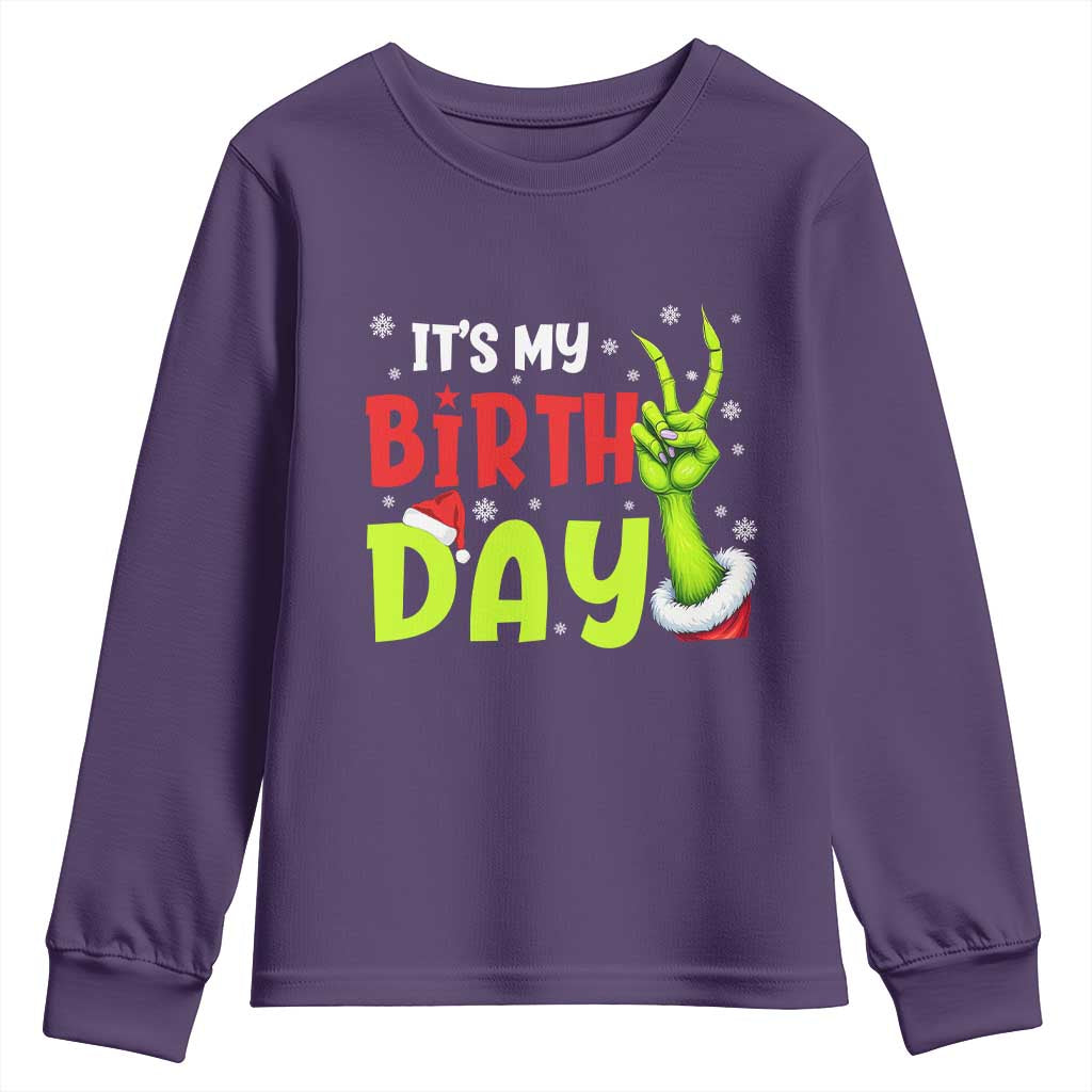 It's My Birthday Christmas Youth Sweatshirt Funny Bday Xmas TS10 Purple Print Your Wear