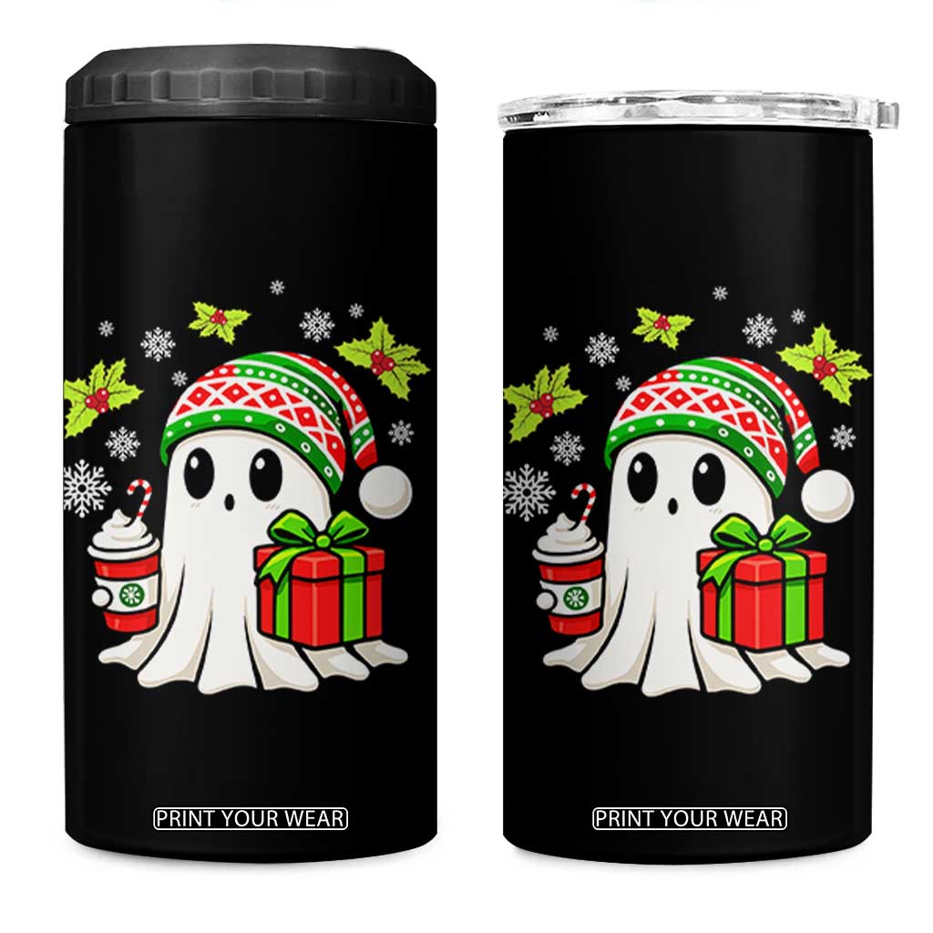 Ghost Santa Christmas 4 in 1 Can Cooler Tumbler Holiday Xmas Halloween TS10 One Size: 16 oz Black Print Your Wear