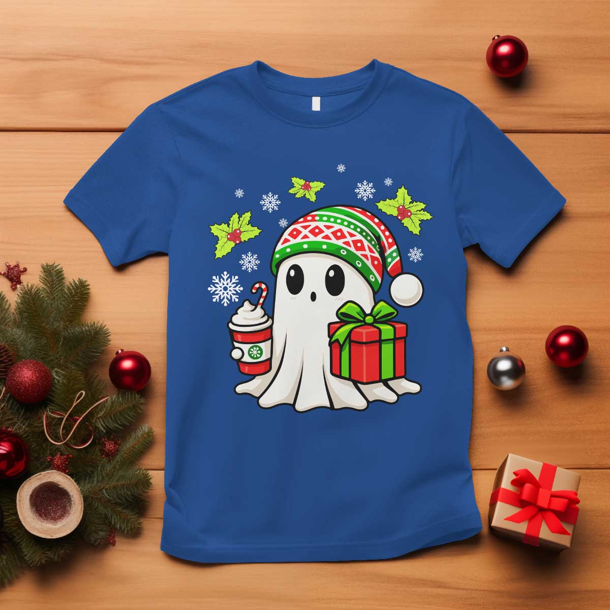 Ghost Santa Christmas T Shirt Holiday Xmas Halloween TS10 Royal Blue Print Your Wear