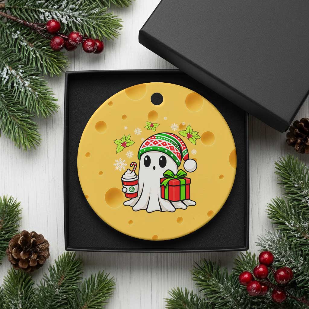Ghost Santa Christmas Ceramic Ornament Holiday Xmas Halloween TS10 1pc Yellow Cheese Print Your Wear