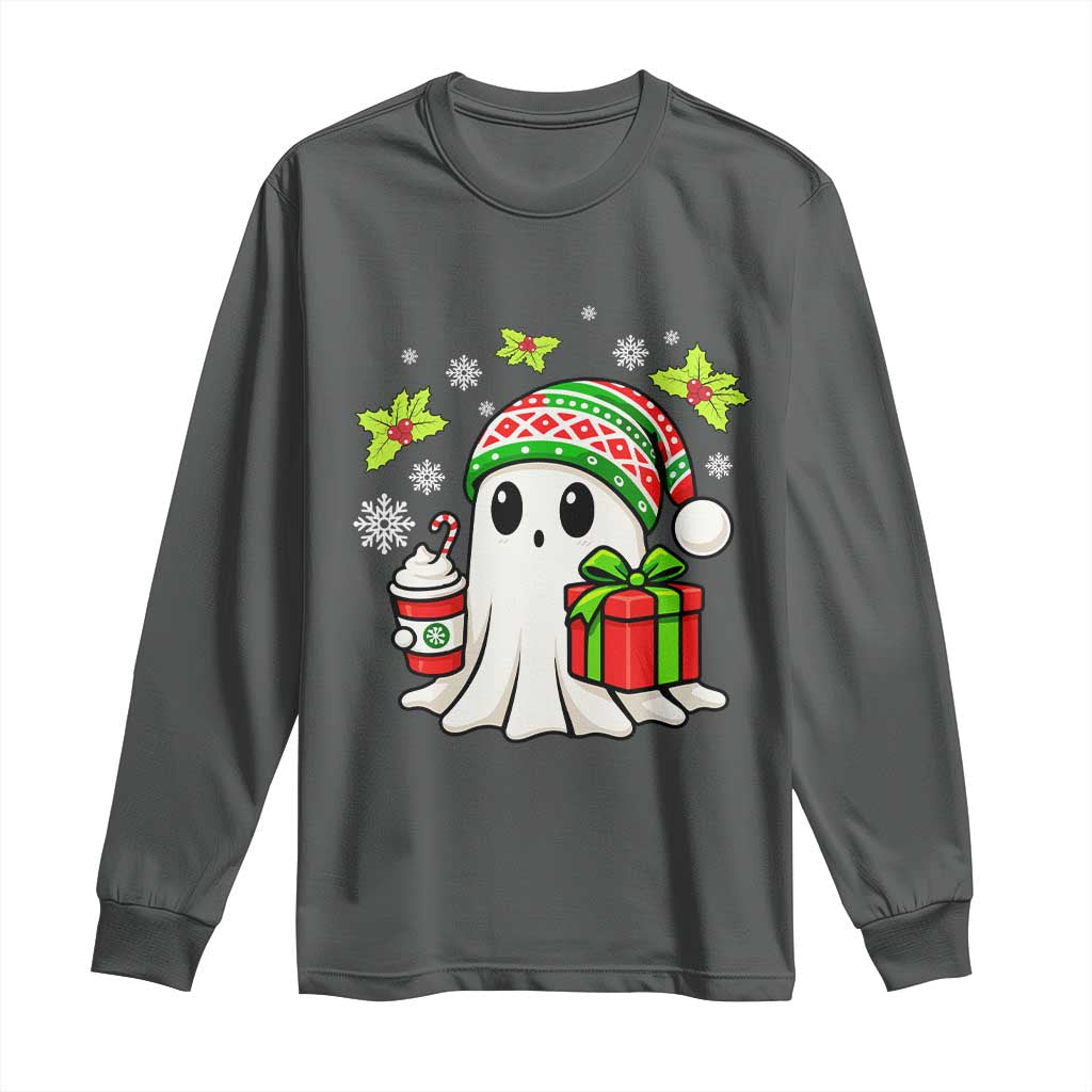 Ghost Santa Christmas Long Sleeve Shirt Holiday Xmas Halloween TS10 Dark Heather Print Your Wear