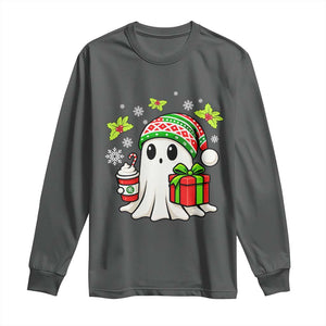 Ghost Santa Christmas Long Sleeve Shirt Holiday Xmas Halloween TS10 Dark Heather Print Your Wear