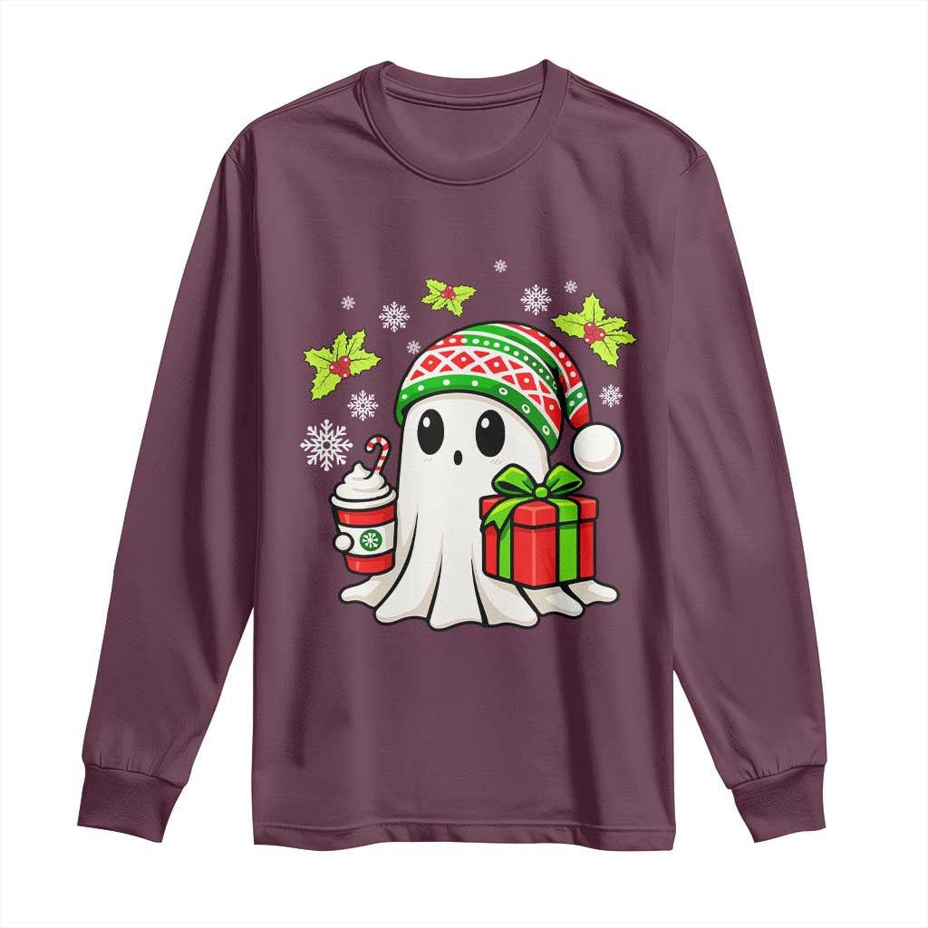 Ghost Santa Christmas Long Sleeve Shirt Holiday Xmas Halloween TS10 Maroon Print Your Wear