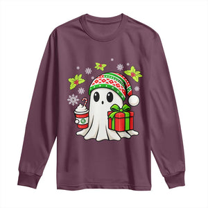 Ghost Santa Christmas Long Sleeve Shirt Holiday Xmas Halloween TS10 Maroon Print Your Wear