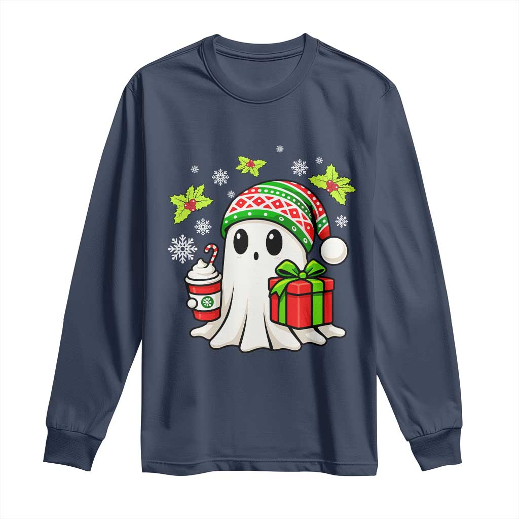 Ghost Santa Christmas Long Sleeve Shirt Holiday Xmas Halloween TS10 Navy Print Your Wear
