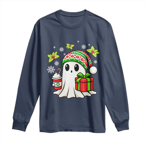 Ghost Santa Christmas Long Sleeve Shirt Holiday Xmas Halloween TS10 Navy Print Your Wear