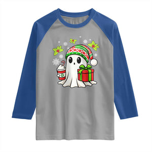 Ghost Santa Christmas Raglan Shirt Holiday Xmas Halloween TS10 Sport Gray Royal Print Your Wear