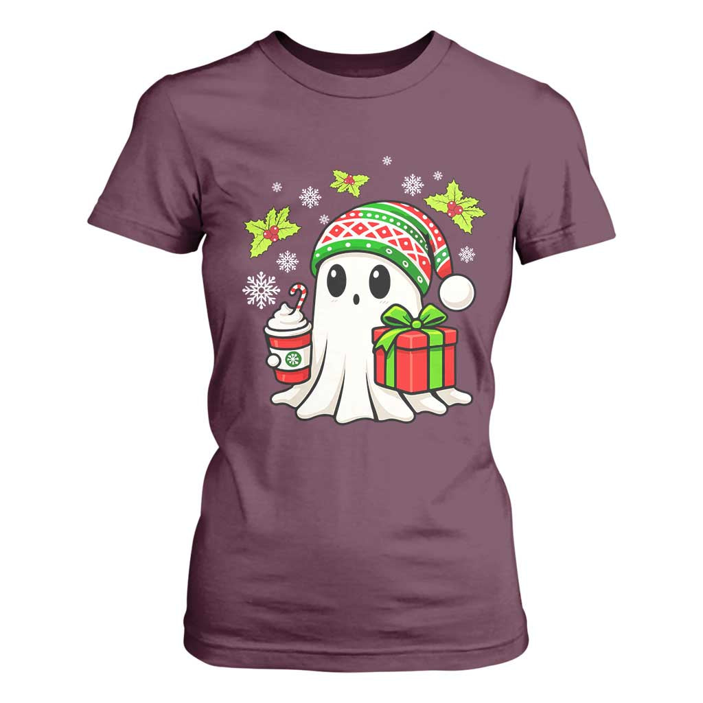 Ghost Santa Christmas T Shirt For Women Holiday Xmas Halloween TS10 Maroon Print Your Wear