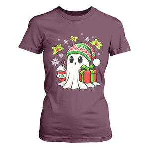Ghost Santa Christmas T Shirt For Women Holiday Xmas Halloween TS10 Maroon Print Your Wear