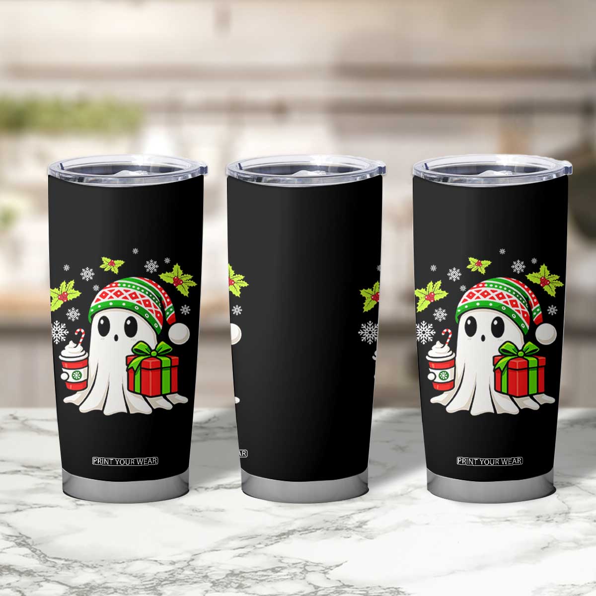 Ghost Santa Christmas Tumbler Cup Holiday Xmas Halloween TS10 Print Your Wear